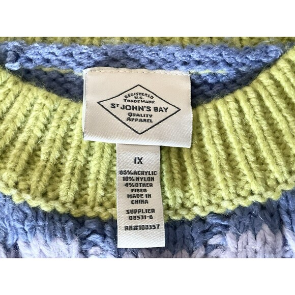 St John's Bay Womens Crew Neck Cable Knit Pullover Sweater Size 1X, Multi Stripe - Picture 7 of 7